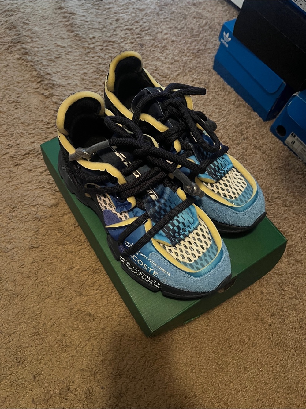 Lacoste Kids Blue and Yellow Running Sneakers